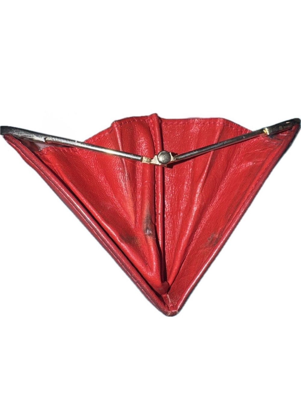 Celine rare Vintage Red Leather Kiss-Lock Wallet coin-purse luxury charming - Picture 16 of 16